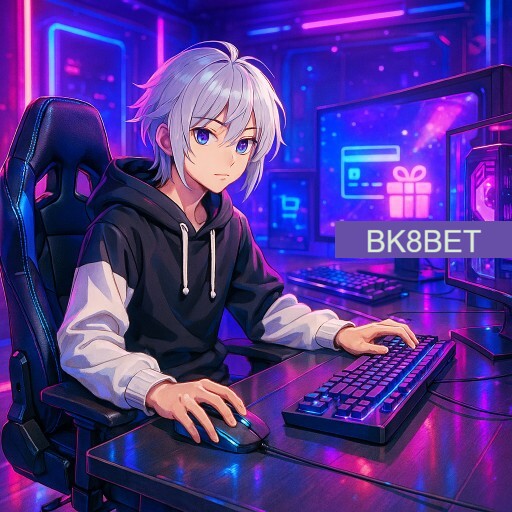 Imagem promocional da BK8BET mostrando a plataforma e suas vantagens