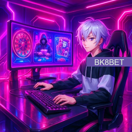 Imagem promocional da BK8BET mostrando a plataforma e suas vantagens