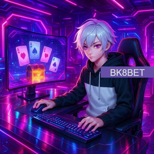 Imagem promocional da BK8BET mostrando a plataforma e suas vantagens